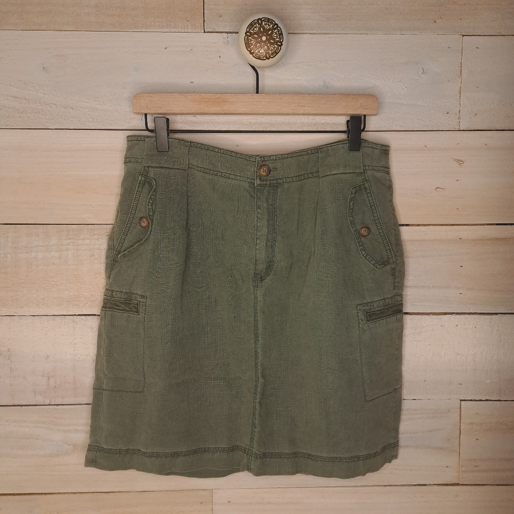 Vintage‎ Gorpcore Orvis Cargo Skirt Women's 12 in Olive Green Outdoor Utility